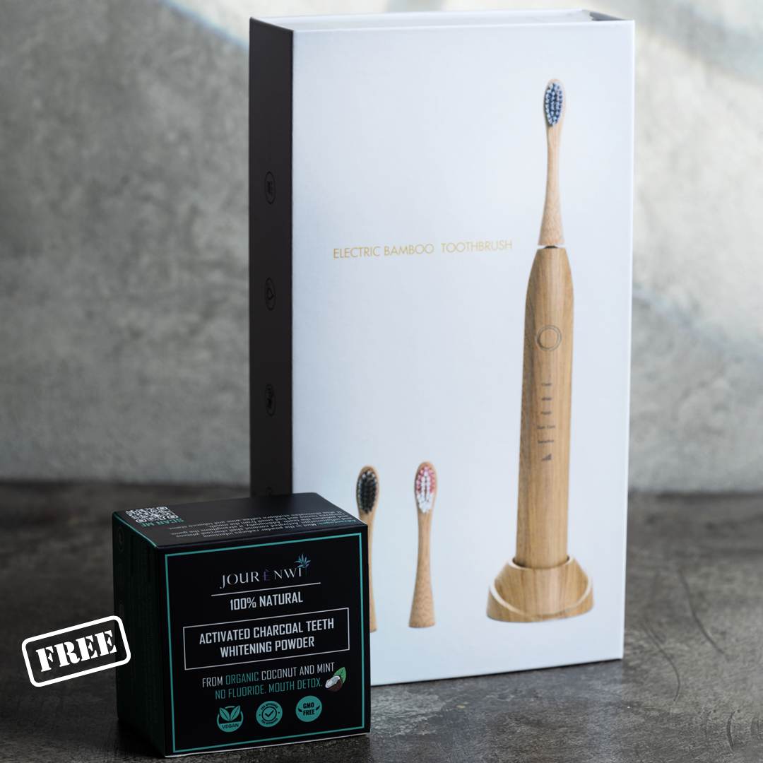Jourenwi™️ ADULTS Electric Bamboo Toothbrush | Free Whitening charcoal + Free delivery